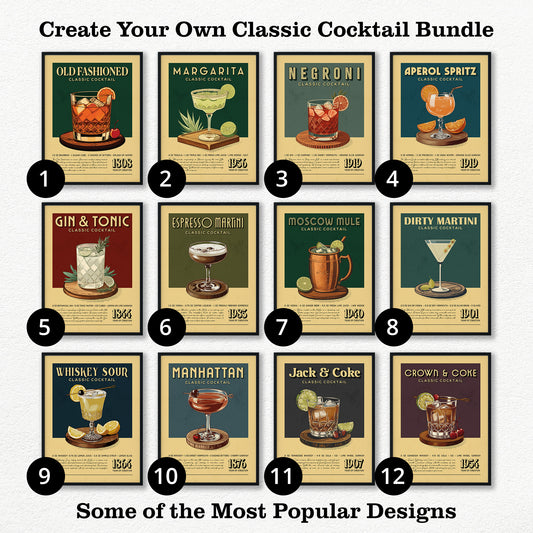 12 A3 Size Unframed Cocktail Prints
