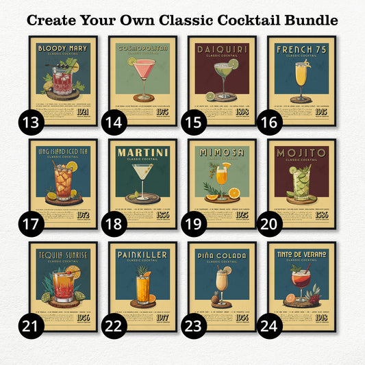 12 A3 Size Unframed Cocktail Prints