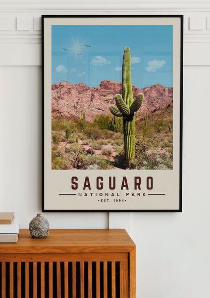 Saguaro Minimalist National Park Poster