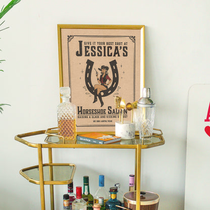 Horseshoe Saloon Western - Personalized Cocktail Bar Poster