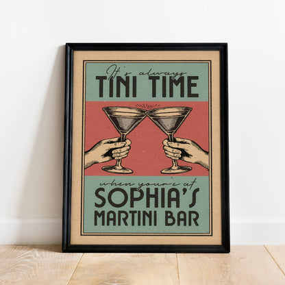 Tini Time Martini Bar - Personalized Cocktail Bar Poster