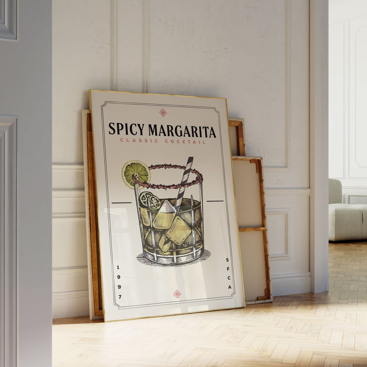 Spicy Margarita - Minimalist Cocktail Bar Art