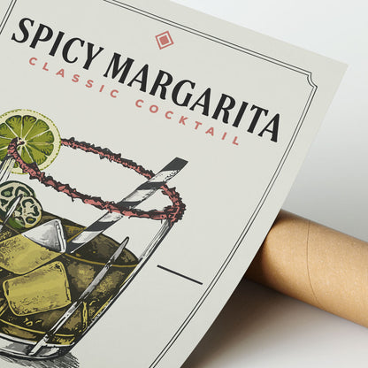 Spicy Margarita - Minimalist Cocktail Bar Art