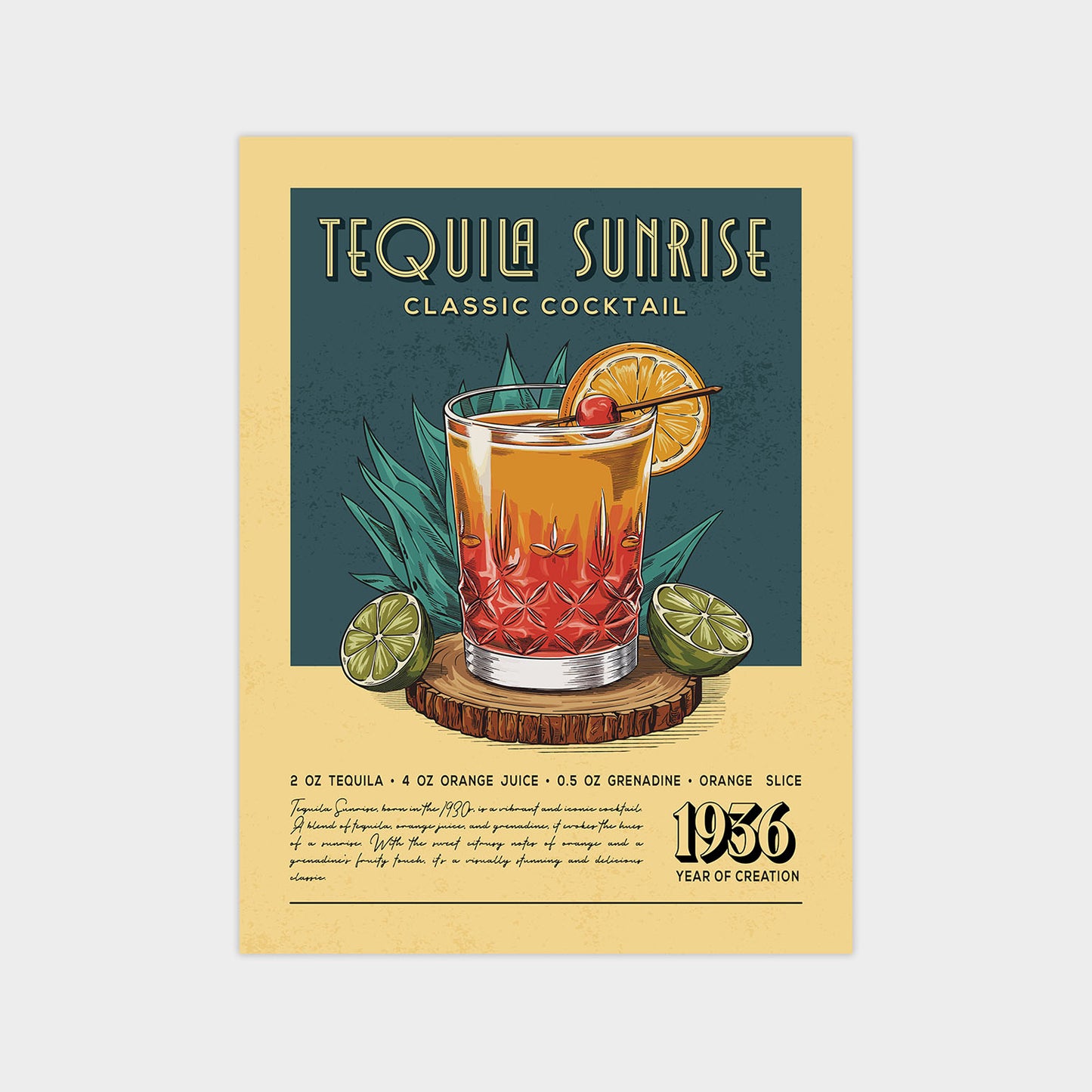 Tequila Sunrise - Classic Cocktail Poster