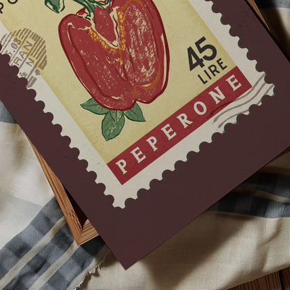 a stamp with a picture of a pepper on it