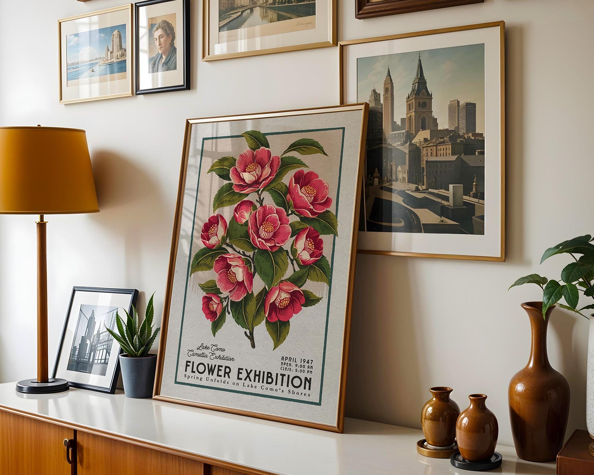 a picture of a flower exhibition hanging on a wall