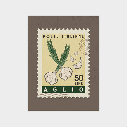 a stamp with a picture of garlic on it