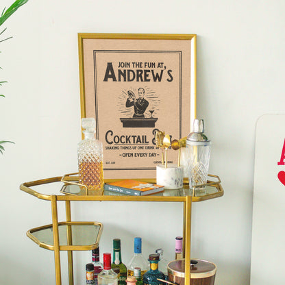 a bar cart filled with liquor bottles and liquor glasses