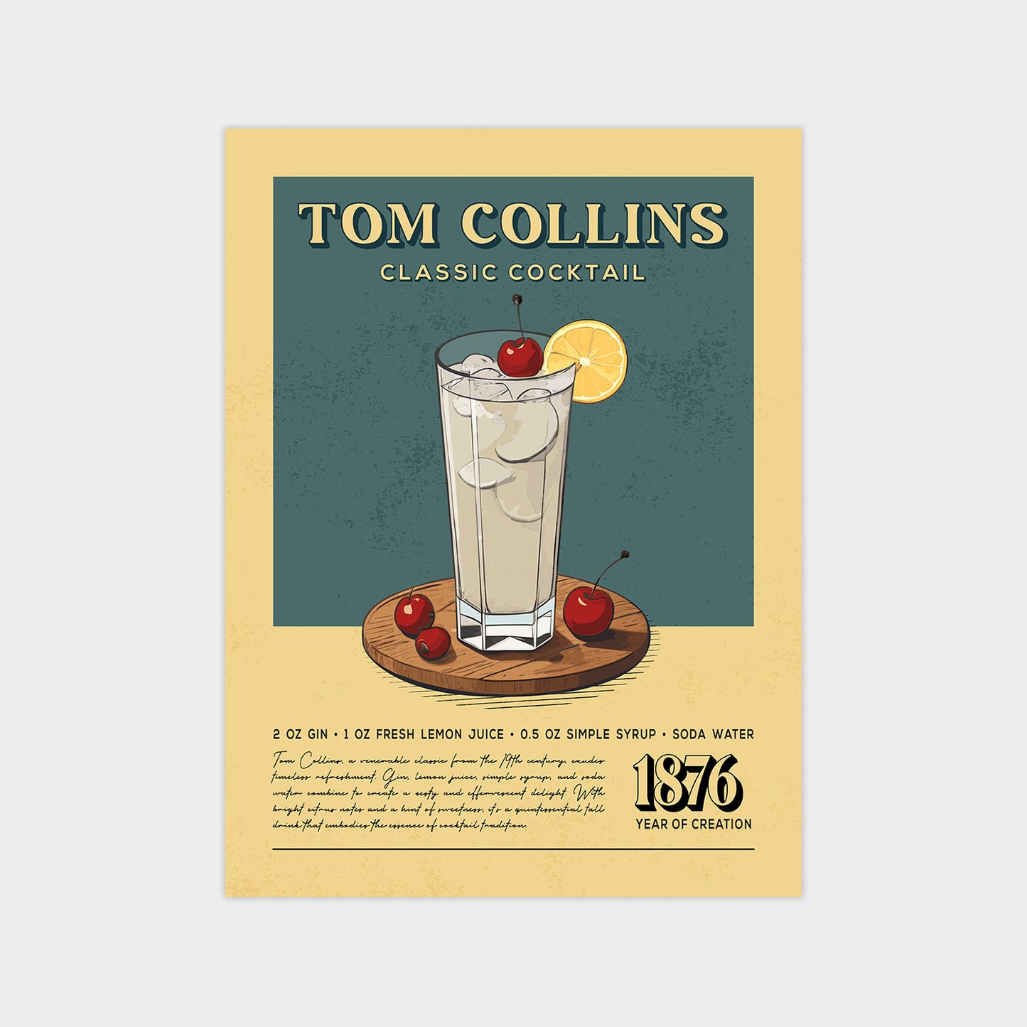 Tom Collins - Classic Cocktail Poster