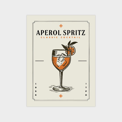 Aperol Spritz - Minimalist Cocktail Bar Art