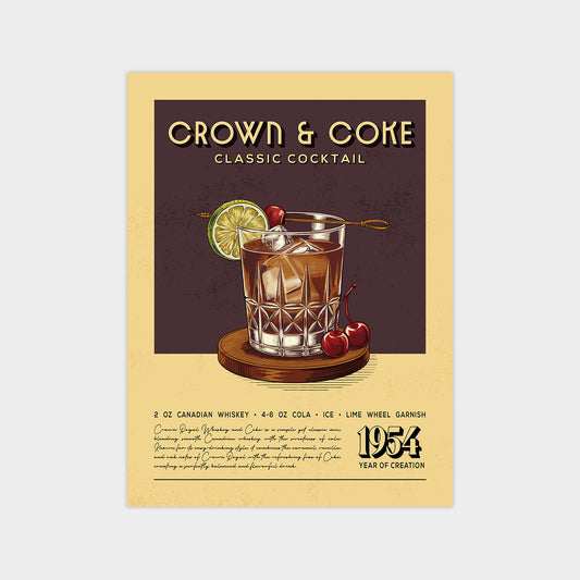 Crown and Coke - Classic Cocktail Poster