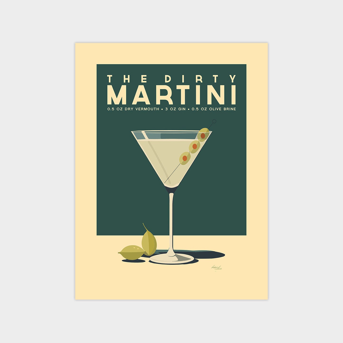 Dirty Martini - Vintage Cocktail Bar Art