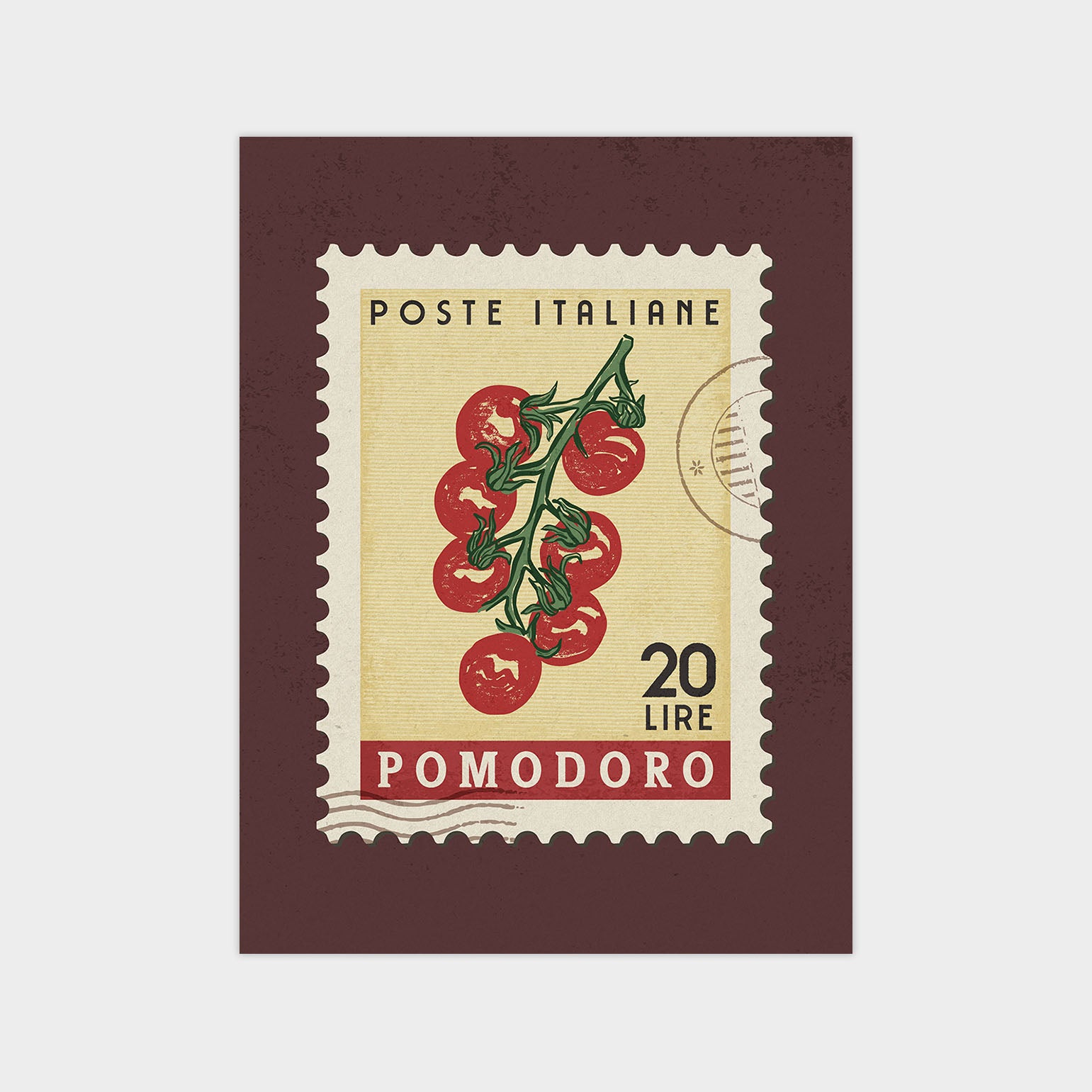 a postage stamp with tomatoes on it