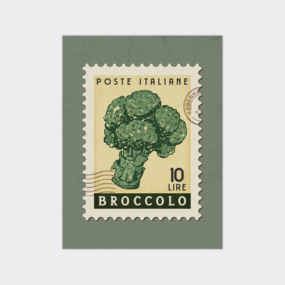 a stamp with a picture of broccoli on it