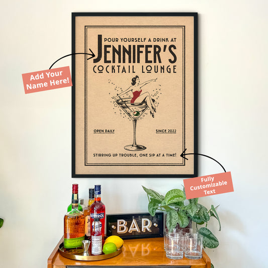 a picture of a cocktail poster on a wall