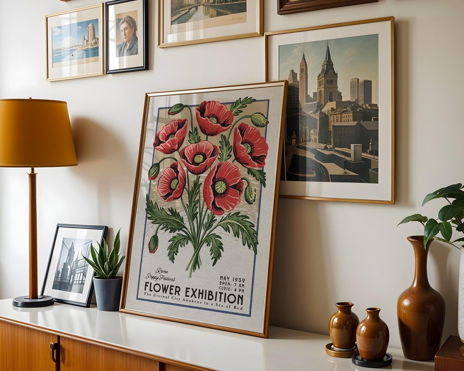 a picture of a bunch of flowers on a shelf
