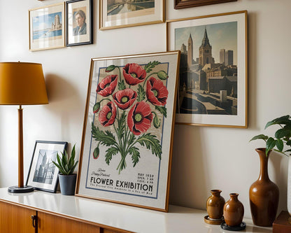 a picture of a bunch of flowers on a shelf