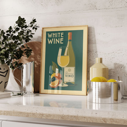 White Wine - Vintage Alcohol Poster