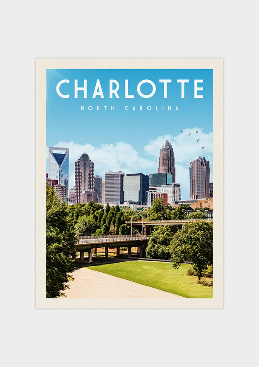 Charlotte, North Carolina Vintage Wall Art Travel Poster | Vintaprints