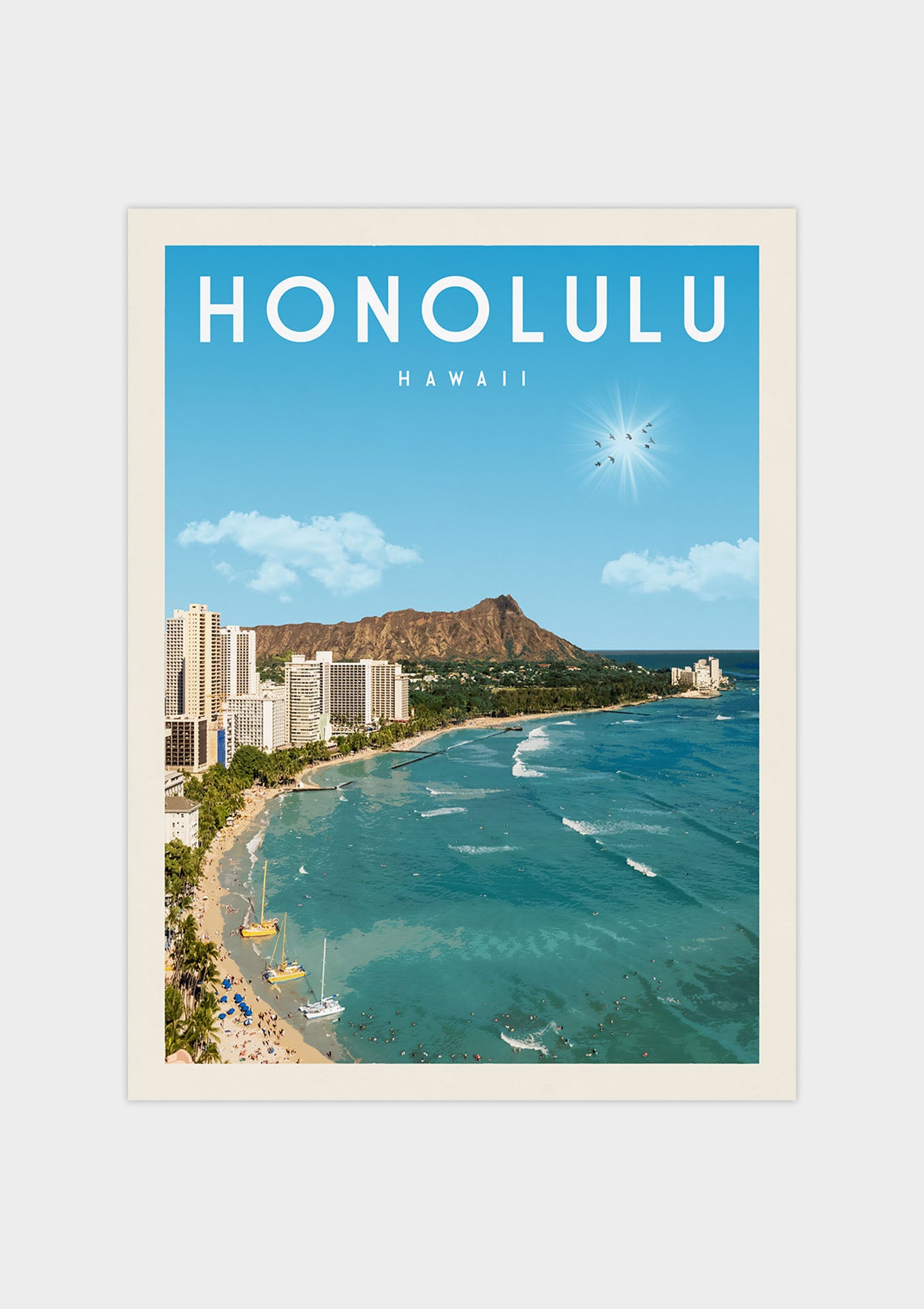 Honolulu, Hawaii Vintage Wall Art Travel Poster | Vintaprints