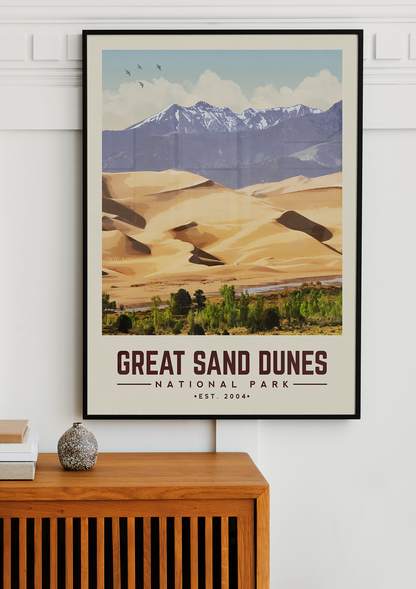 Great Sand Dunes Minimalist National Park Poster