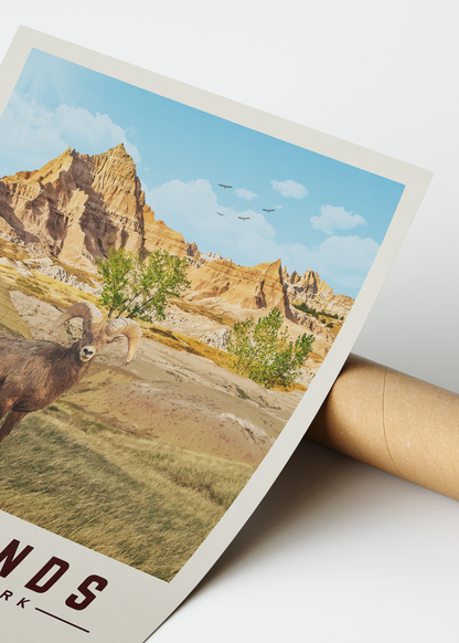Badlands Minimalist National Park Poster