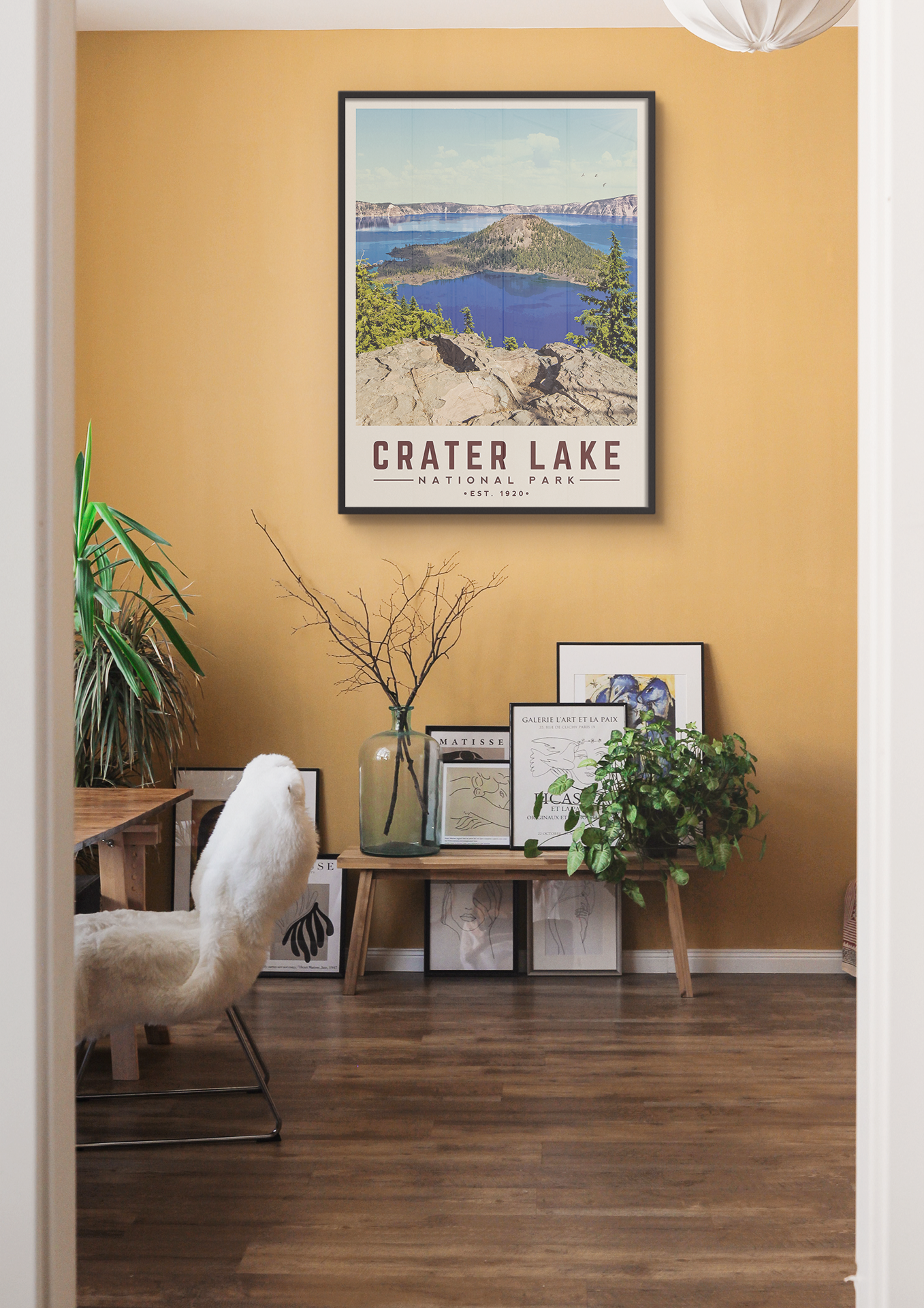 Crater Lake Minimalist National Park Poster