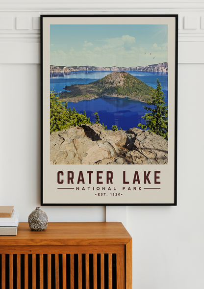 Crater Lake Minimalist National Park Poster