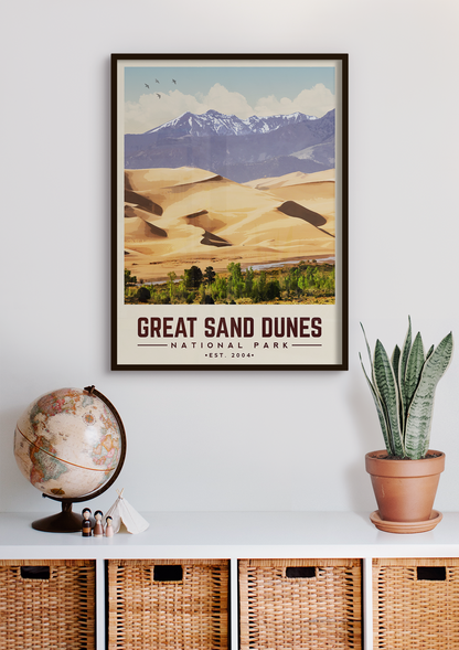 Great Sand Dunes Minimalist National Park Poster