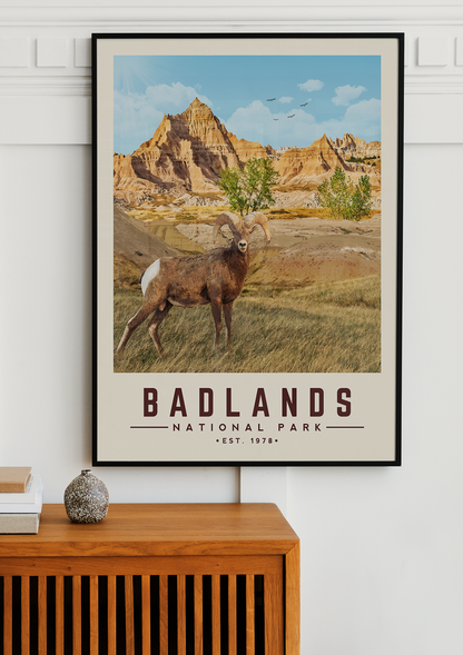 Badlands Minimalist National Park Poster