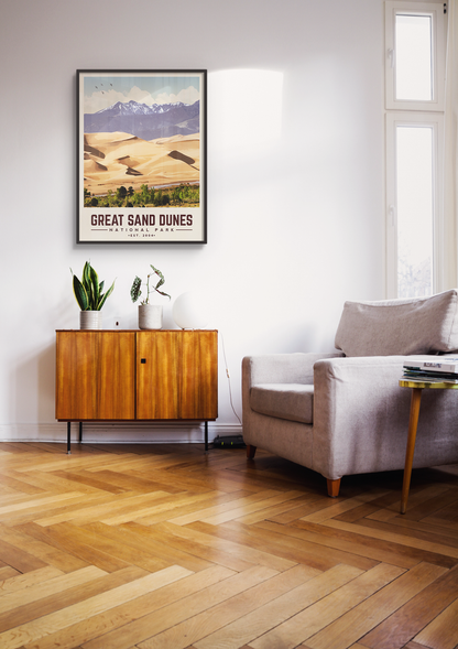 Great Sand Dunes Minimalist National Park Poster