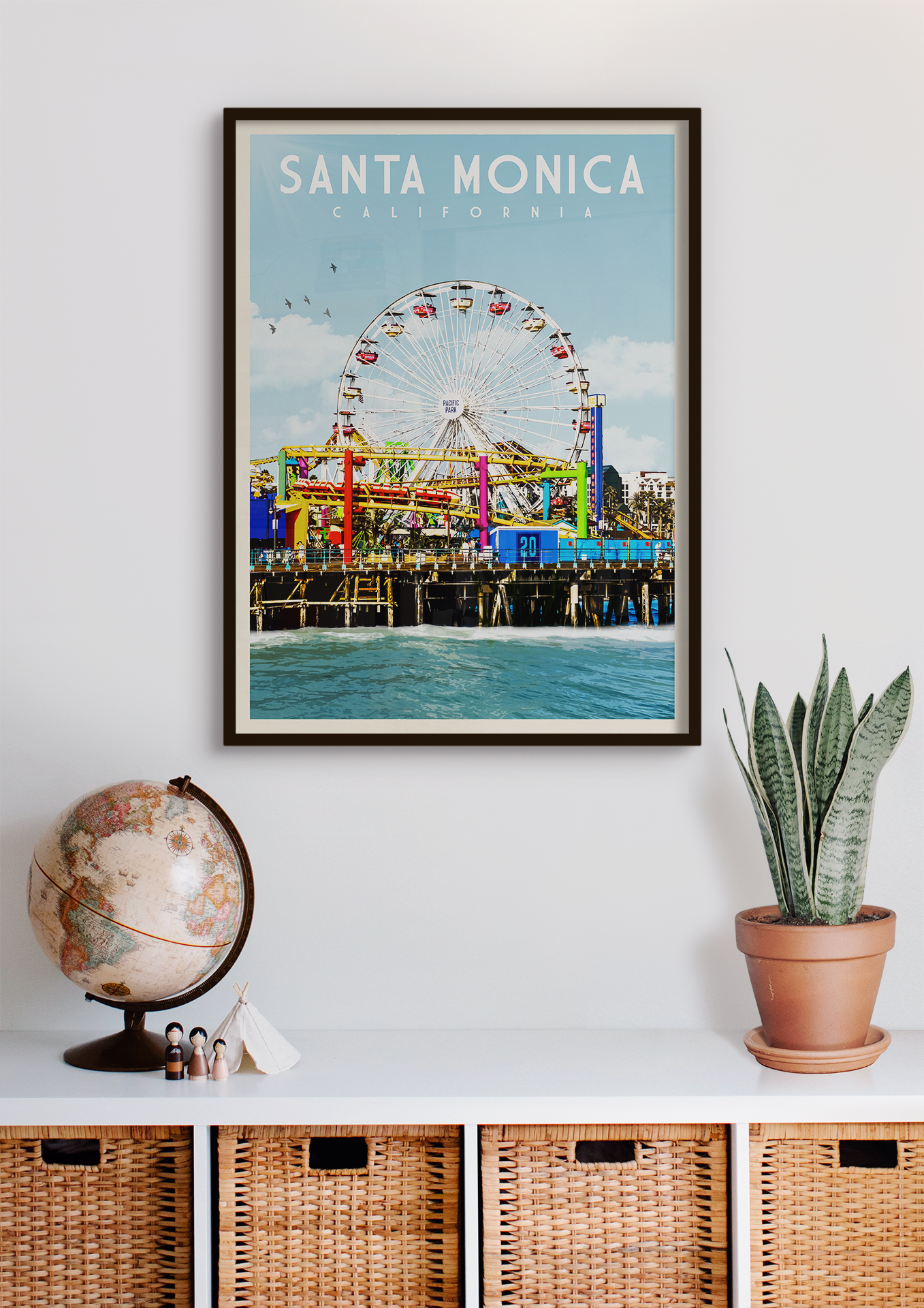 Santa Monica, California - Vintage Travel Poster