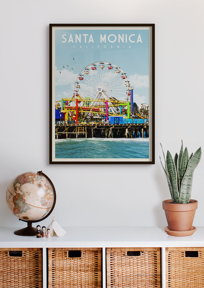 Santa Monica, California - Vintage Travel Poster