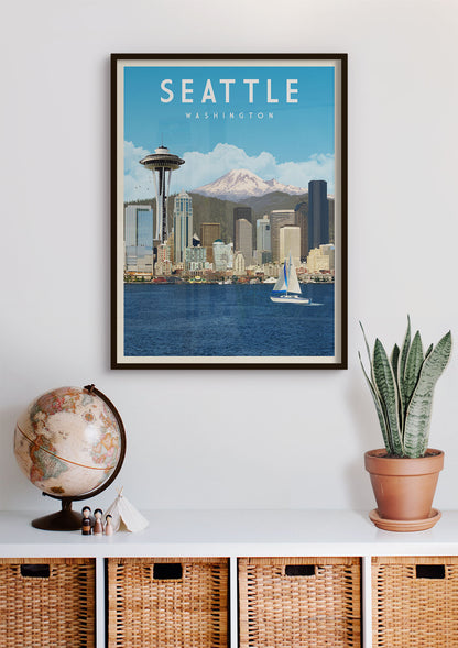 Seattle, Washington - Vintage Travel Poster