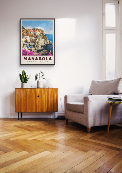 Manarola, Italy - Vintage Travel Print - Vintaprints