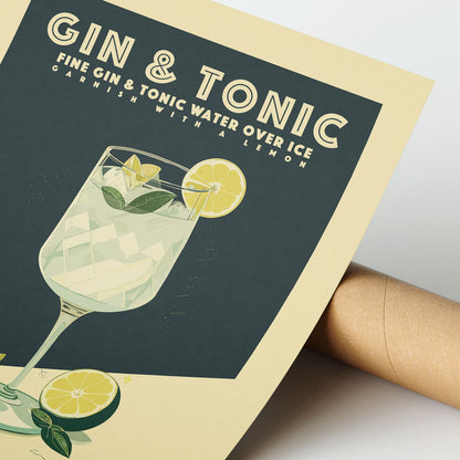 Gin and Tonic - Vintage Cocktail Poster