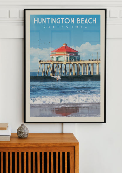 Huntington Beach, California - Vintage Travel Print - Vintaprints