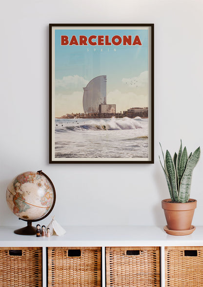 Barcelona, Spain - Vintage Travel Poster