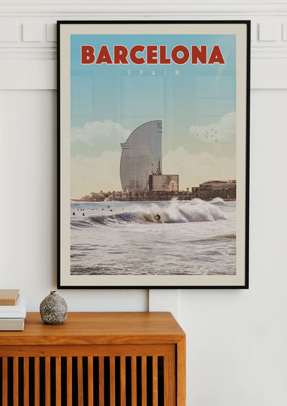 Barcelona, Spain - Vintage Travel Poster