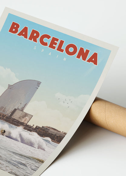 Barcelona, Spain - Vintage Travel Poster