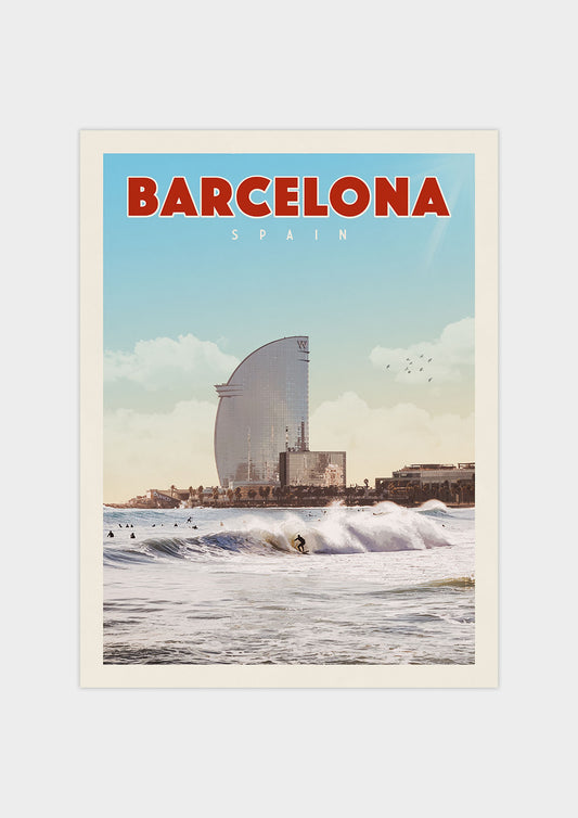 Barcelona, Spain - Vintage Travel Print