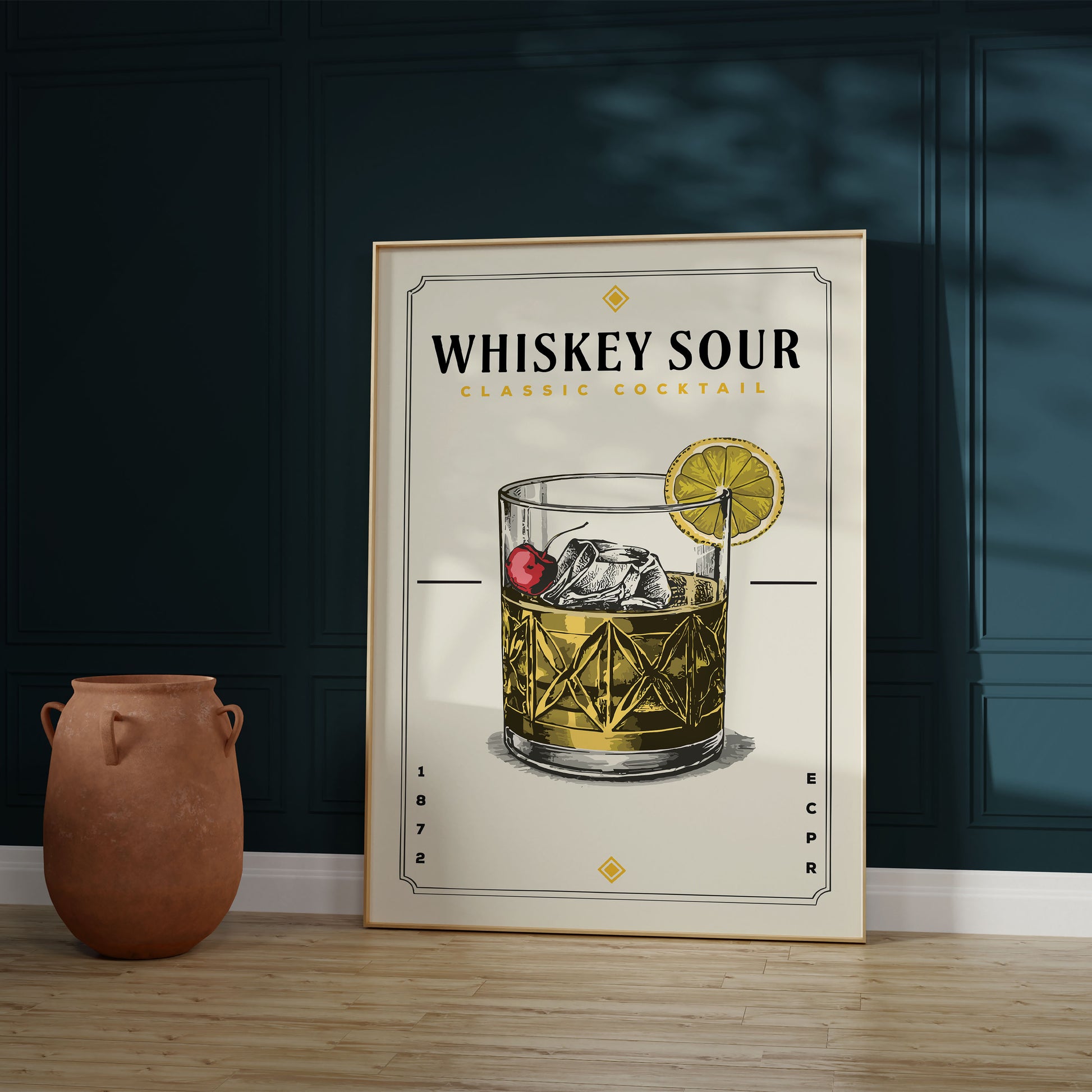 Whiskey Sour - Minimalist Cocktail Poster