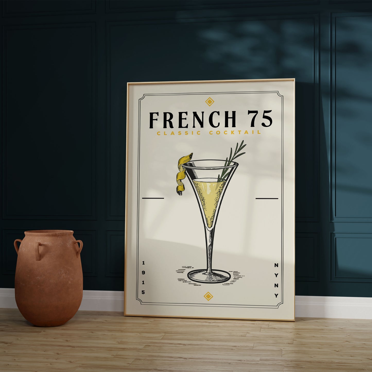 French 75 - Minimalist Cocktail Poster