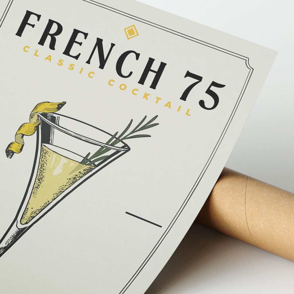 French 75 - Minimalist Cocktail Poster